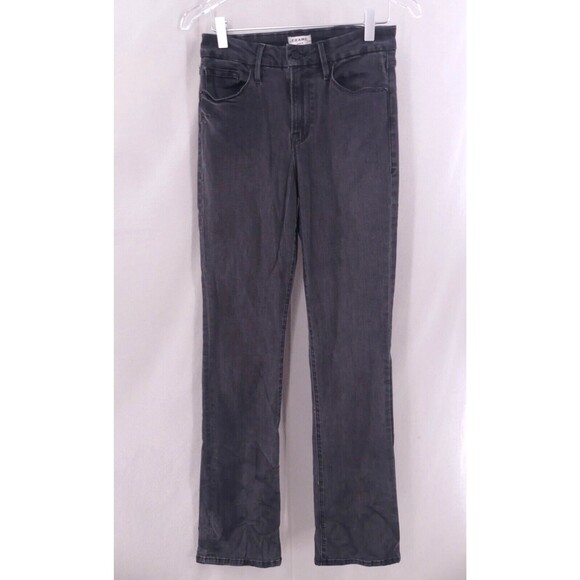 Frame Womens 28 Jeans Le Crop Mini Boot Kick Flare Mid Rise Stretch Black - Picture 1 of 8